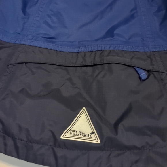 L.L. Bean Jacket Kids Size 8 Blue Hooded Pockets Preppy Logo Outdoor Windbreaker - Picture 5 of 10